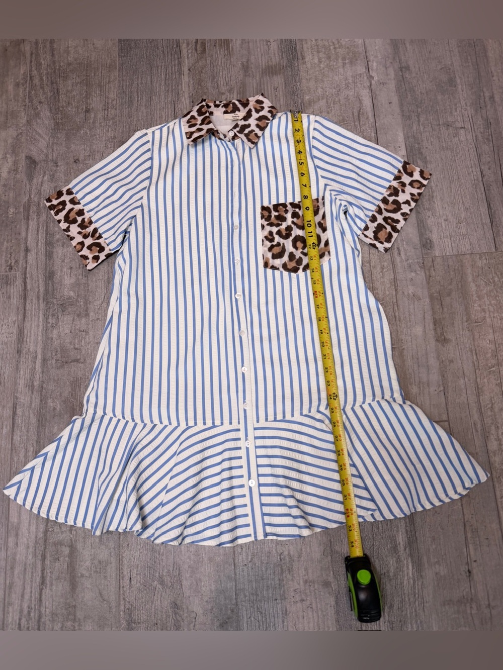 entro Striped Animal Print Drop Waist Button Front Mini Dress NWT - Picture 4 of 11